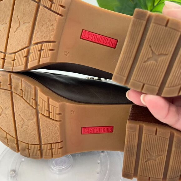 Pikolinos Llanes Wallabee Cut Boot Women's Size 42 11 Olive Leather Block Heel - Picture 12 of 16